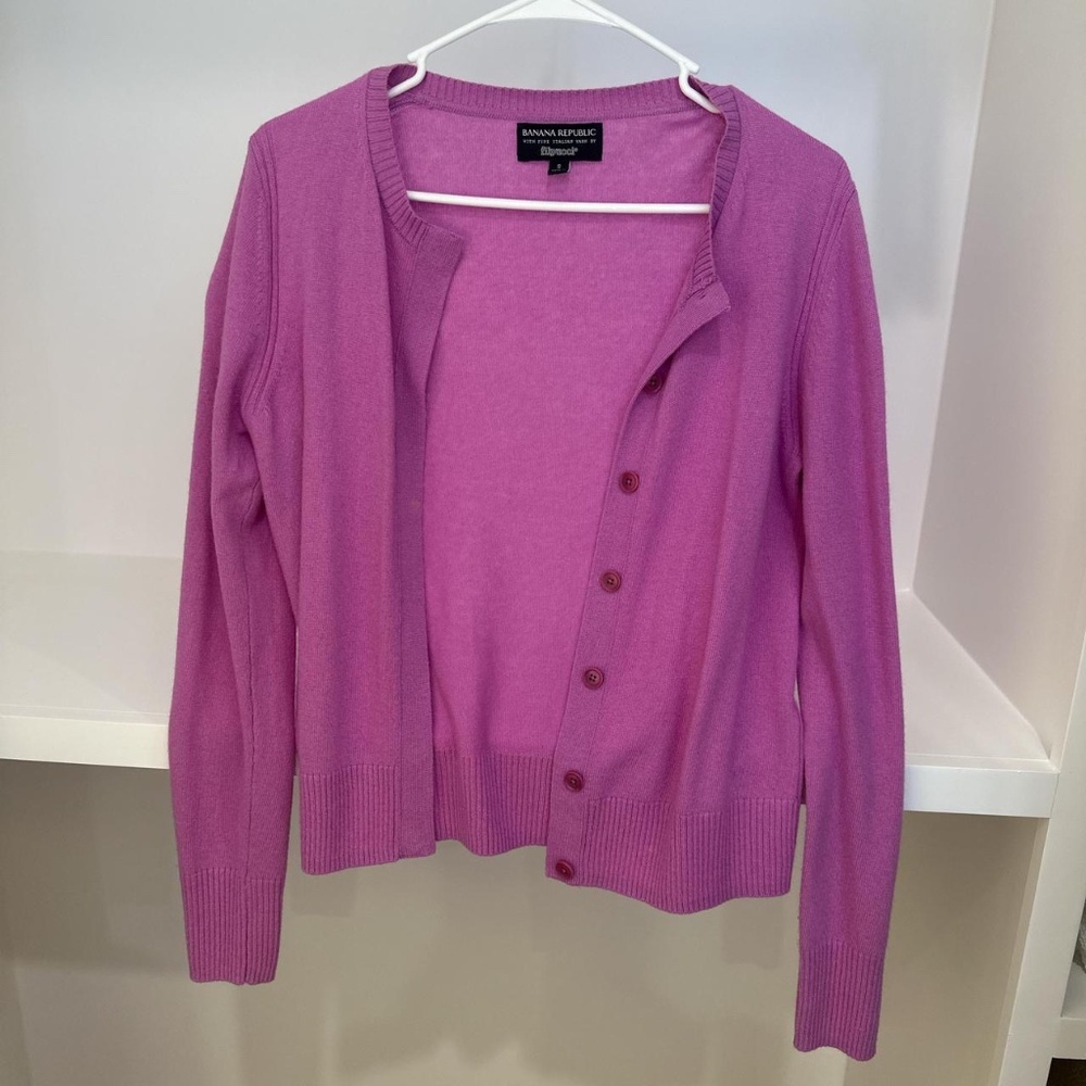 Banana Republic Women's Pink and Purple Cardigan